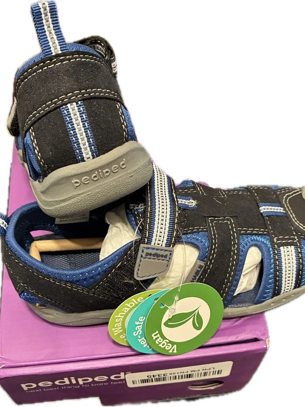 Pediped Kids Flexible Blue and Gray Sport Washable Sandal Size 11-11.5